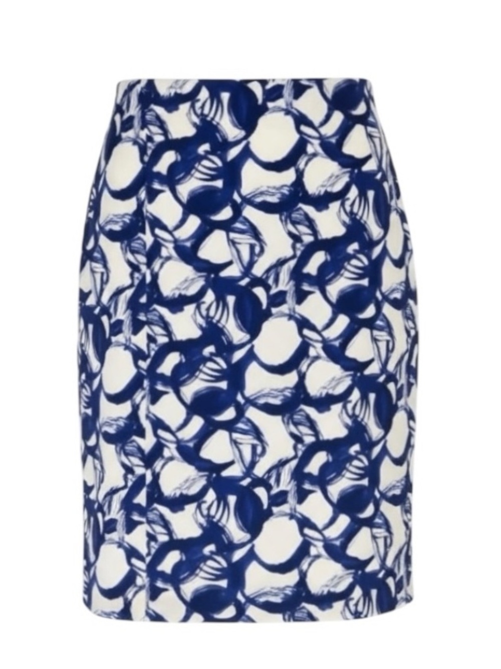 Lavia Blue and White Abstract Print High Waisted Pencil Skirt Size 2